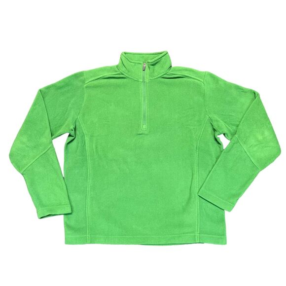 Lands End Mens Quarter Zip Pullover Fleece Polartec Aircore 100 Green Medium - Picture 1 of 7